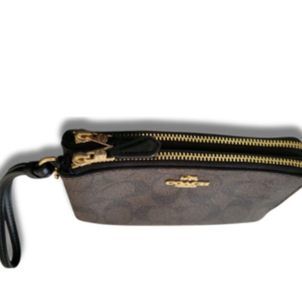 Coach Double Corner Zip Wristlet In Signature Canvas - Picture 13 of 15
